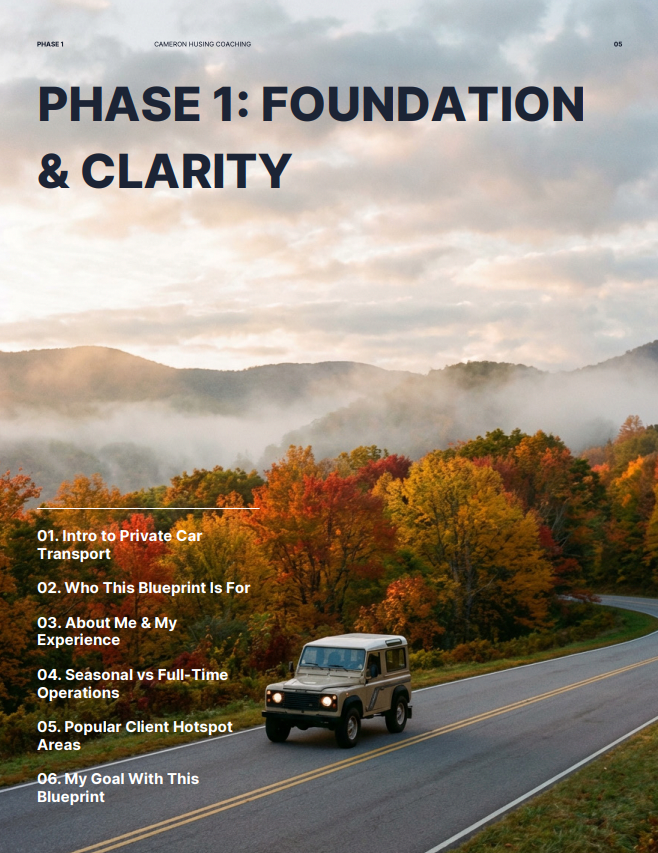 Private Auto Transport Business Blueprint