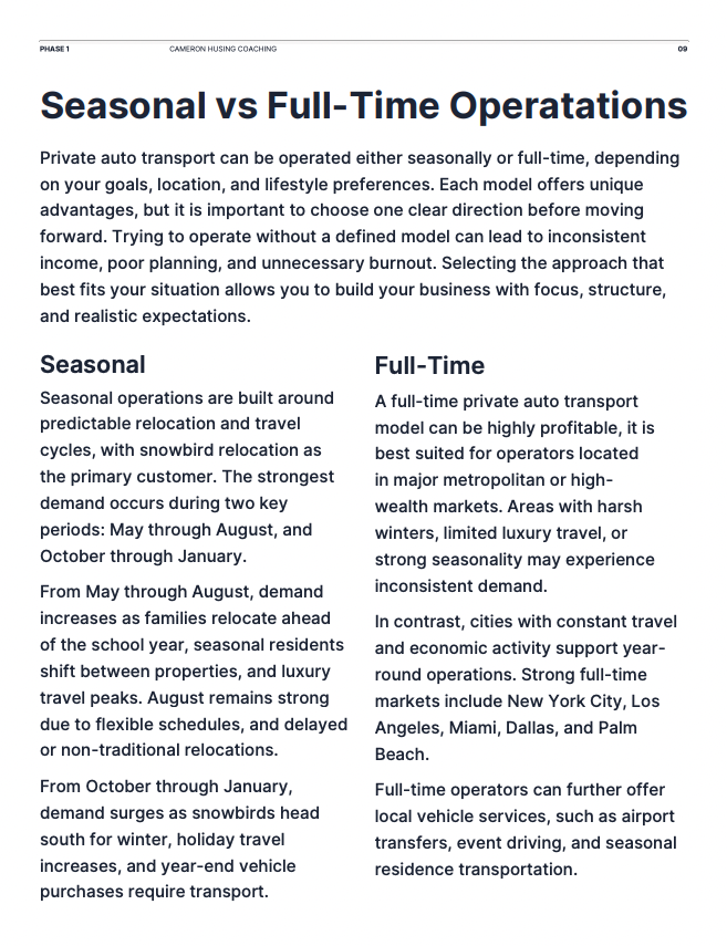 Private Auto Transport Business Blueprint